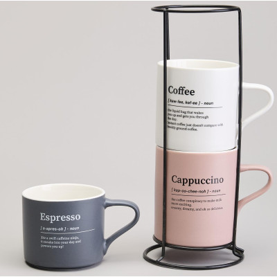 Набор кружек 3шт на метал.подставке 250/320/400мл LEFARD 756-471