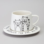 Чайный набор на 1 персону "КОТЫ" цвет белый LEFARD 756-474