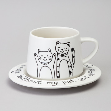 Чайный набор на 1 персону "КОТЫ" цвет белый LEFARD 756-474