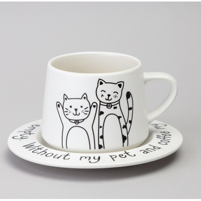 Чайный набор на 1 персону "КОТЫ" цвет белый LEFARD 756-474