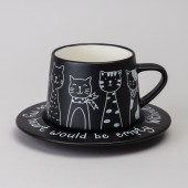 Чайный набор на 1 персону "КОТЫ" цвет черный LEFARD 756-475