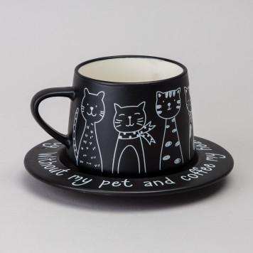 Чайный набор на 1 персону "КОТЫ" цвет черный LEFARD 756-475-1