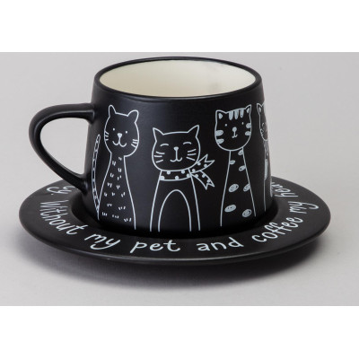 Чайный набор на 1 персону "КОТЫ" цвет черный LEFARD 756-475-1