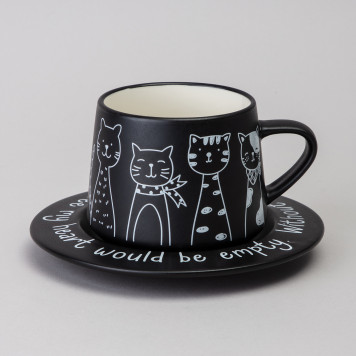 Чайный набор на 1 персону "КОТЫ" цвет черный LEFARD 756-475