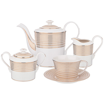 Чайный сервиз "RADIAL GOLD" на 6 пер. 15 пр. 1250/400/350/250 мл (кор=4наб.) LEFARD 760-415