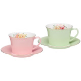 Чайный набор "ВРЕМЕНА ГОДА" 4 пр. на 2 пер. 250 мл розовый-мятный (кор=24наб.) LEFARD 760-685