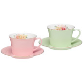 Чайный набор "ВРЕМЕНА ГОДА" 4 пр. на 2 пер. 250 мл розовый-мятный (кор=24наб.) LEFARD 760-685