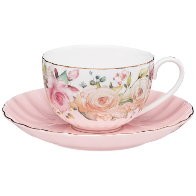 Чайный набор "ВРЕМЕНА ГОДА" 4 пр. на 2 пер. 280 мл розовый-мятный (кор=12наб.) LEFARD 760-693-1