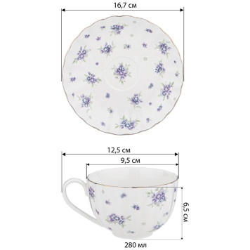 Чайный набор "SONNET IN BLUE" на 6 пер. 12 пр. 280 мл (кор=6наб.) LEFARD 760-764-1
