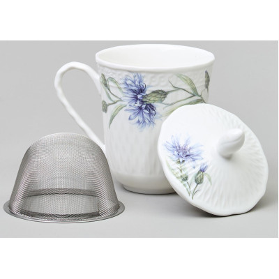 Кружка заварочная "ВАСИЛЬКИ" с крышкой и ситом 350 мл LEFARD 760-833-2