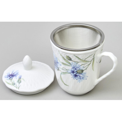 Кружка заварочная "ВАСИЛЬКИ" с крышкой и ситом 350 мл LEFARD 760-833-3