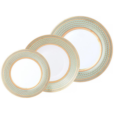 Столовый набор "ЗОЛОТАЯ СЕТКА" на 6 пер. 18 пр. мятный (кор=2наб.) LEFARD 770-224
