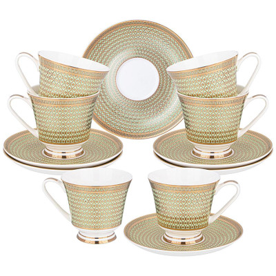 Чайный набор "ЗОЛОТАЯ СЕТКА" hа 6 пер. 12 пр. 270 мл мятный (кор=5наб.) LEFARD 770-227