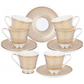 Чайный набор "ЗОЛОТАЯ СЕТКА" hа 6 пер. 12 пр. 270 мл (кор=5наб.) LEFARD 770-231
