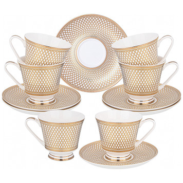 Чайный набор "ЗОЛОТАЯ СЕТКА" hа 6 пер. 12 пр. 270 мл (кор=5наб.) LEFARD 770-231