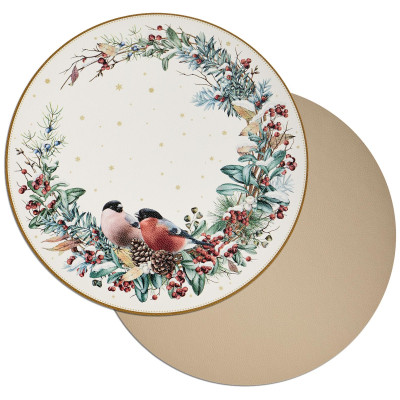 Набор подстановочных салфеток "СНЕГИРИ" из 2 шт., диаметр=38 см LEFARD 771-141-1