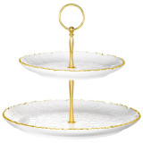 Блюдо двухъярусное "CHARM" 19*2,5 см/26*2,5 см (с золотой линией) LEFARD 779-358