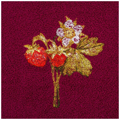 Салфетка махровая " ЗЕМЛЯНИКА" 35х35см, 100% хлопок, фуксия , вышивка LEFARD 850-600-59-1