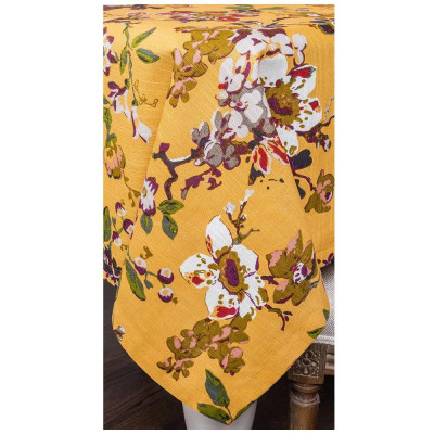 Скатерть "МАГНОЛИЯ" 180*140 см. х/б 100% горчица LEFARD 850-603-9-1