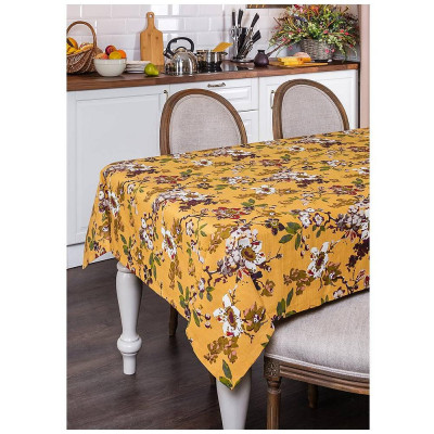 Скатерть "МАГНОЛИЯ" 180*140 см. х/б 100% горчица LEFARD 850-603-9