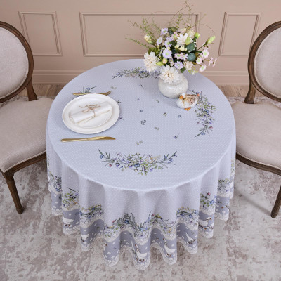 Скатерть круглая "ГУСИ ЛЕГАРД" диаметр=180 см., серый, 100% хлопок, твил, с пропиткой LEFARD 850-710-22-2