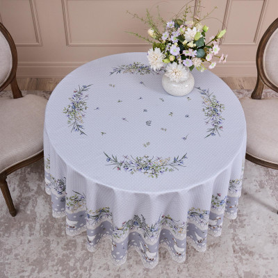 Скатерть круглая "ГУСИ ЛЕГАРД" диаметр=180 см., серый, 100% хлопок, твил, с пропиткой LEFARD 850-710-22-7