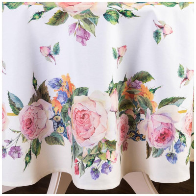 Скатерть круглая "ВИНТАЖ" d185см ,кремовый, 100% хлопок,твил пропитка LEFARD 850-714-23-1