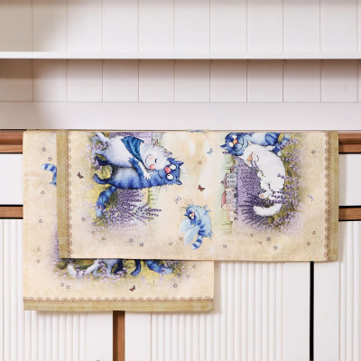 Набор полотенец из 2х шт " СИНИЕ КОТЫ. ЛАВАНДА" ,40х60см, 100% хлопок,твил, беж LEFARD 850-718-62-10