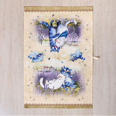 Набор полотенец из 2х шт " СИНИЕ КОТЫ. ЛАВАНДА" ,40х60см, 100% хлопок,твил, беж LEFARD 850-718-62-1