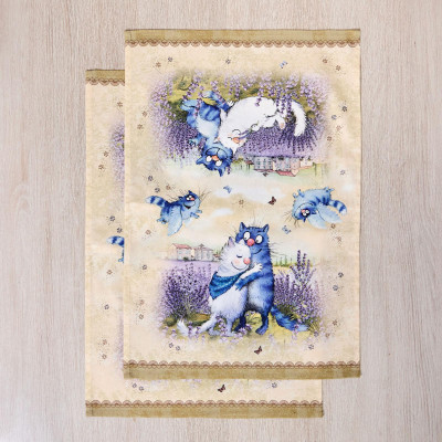 Набор полотенец из 2х шт " СИНИЕ КОТЫ. ЛАВАНДА" ,40х60см, 100% хлопок,твил, беж LEFARD 850-718-62-3