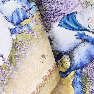 Набор полотенец из 2х шт " СИНИЕ КОТЫ. ЛАВАНДА" ,40х60см, 100% хлопок,твил, беж LEFARD 850-718-62-5