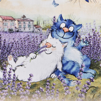 Набор полотенец из 2х шт " СИНИЕ КОТЫ. ЛАВАНДА" ,40х60см, 100% хлопок,твил, беж LEFARD 850-718-62-7