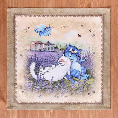 Набор салфеток из 2-х шт " СИНИЕ КОТЫ. ЛАВАНДА" ,40х40см, 100% хлопок,твил, беж LEFARD 850-718-81-9