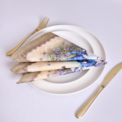 Набор салфеток из 2-х шт " СИНИЕ КОТЫ. ЛАВАНДА" ,40х40см, 100% хлопок,твил, беж LEFARD 850-718-81-10