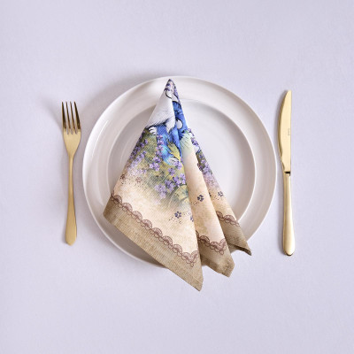 Набор салфеток из 2-х шт " СИНИЕ КОТЫ. ЛАВАНДА" ,40х40см, 100% хлопок,твил, беж LEFARD 850-718-81-1