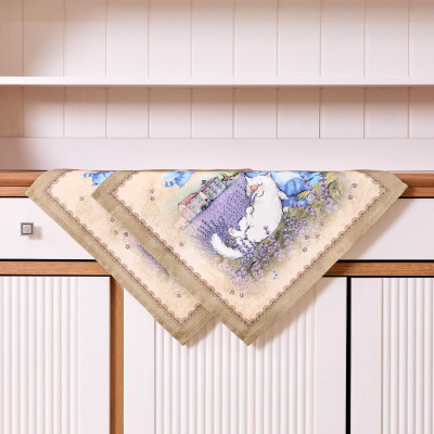 Набор салфеток из 2-х шт " СИНИЕ КОТЫ. ЛАВАНДА" ,40х40см, 100% хлопок,твил, беж LEFARD 850-718-81-2