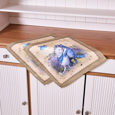 Набор салфеток из 2-х шт " СИНИЕ КОТЫ. ЛАВАНДА" ,40х40см, 100% хлопок,твил, беж LEFARD 850-718-81-4