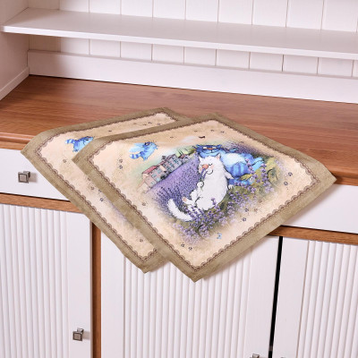 Набор салфеток из 2-х шт " СИНИЕ КОТЫ. ЛАВАНДА" ,40х40см, 100% хлопок,твил, беж LEFARD 850-718-81-7