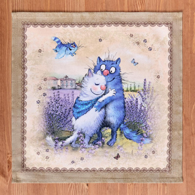 Набор салфеток из 2-х шт " СИНИЕ КОТЫ. ЛАВАНДА" ,40х40см, 100% хлопок,твил, беж LEFARD 850-718-81-8