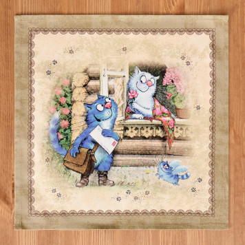 Набор салфеток из 2-х шт "СИНИЕ КОТЫ. ЛЮБОВЬ МОЯ",40х40см, 100% хлопок,твил, беж LEFARD 850-719-81-3