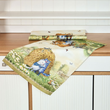 Набор полотенец 2 шт "СИНИЕ КОТЫ. ПРО ЛЮБОВЬ ",40х60 см, 100% хлопок,твил, беж LEFARD 850-720-62-11