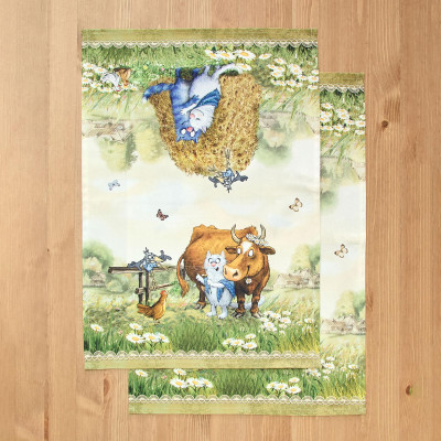 Набор полотенец 2 шт "СИНИЕ КОТЫ. ПРО ЛЮБОВЬ ",40х60 см, 100% хлопок,твил, беж LEFARD 850-720-62-4