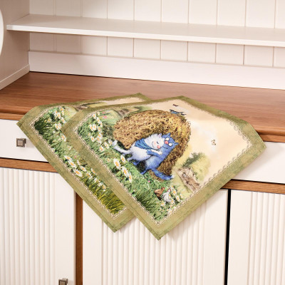 Набор салфеток из 2-х шт " СИНИЕ КОТЫ. ПРО ЛЮБОВЬ" ,40х40см, 100% хлопок,твил, беж LEFARD 850-720-81-7