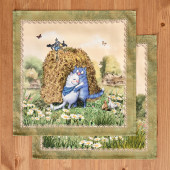 Набор салфеток из 2-х шт " СИНИЕ КОТЫ. ПРО ЛЮБОВЬ" ,40х40см, 100% хлопок,твил, беж LEFARD 850-720-81