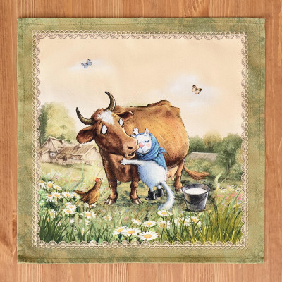 Набор салфеток из 2-х шт " СИНИЕ КОТЫ. ПРО ЛЮБОВЬ" ,40х40см, 100% хлопок,твил, беж LEFARD 850-720-81-2