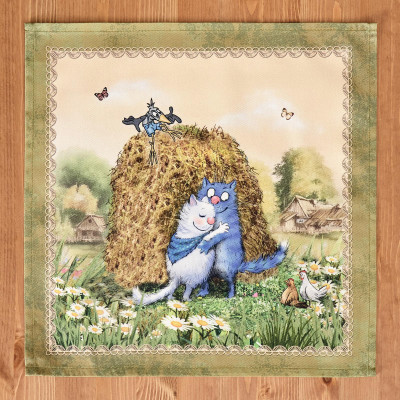 Набор салфеток из 2-х шт " СИНИЕ КОТЫ. ПРО ЛЮБОВЬ" ,40х40см, 100% хлопок,твил, беж LEFARD 850-720-81-3