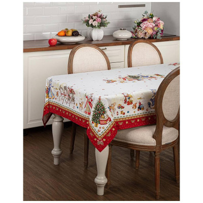 Скатерть "С НОВЫМ ГОДОМ" 140х180см ,красный, 100% хлопок,твил с пропиткой LEFARD 850-725-23