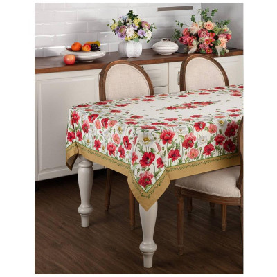 Скатерть "МАКИ" 140х180 ,кремовый, 100% хлопок,твил LEFARD 850-731-21