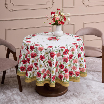 Скатерть круглая "МАКИ" d185см ,кремовый, 100% хлопок,твил с пропиткой LEFARD 850-731-22-7