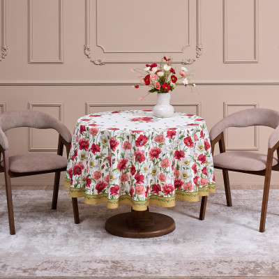 Скатерть круглая "МАКИ" d185см ,кремовый, 100% хлопок,твил с пропиткой LEFARD 850-731-22